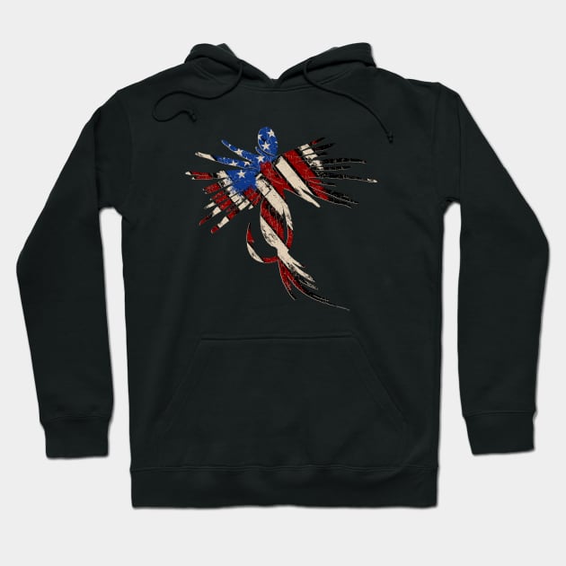 Fly Fishing Red White and Blue American Flag Patriotic Fly Fish Hoodie by TeeCreations